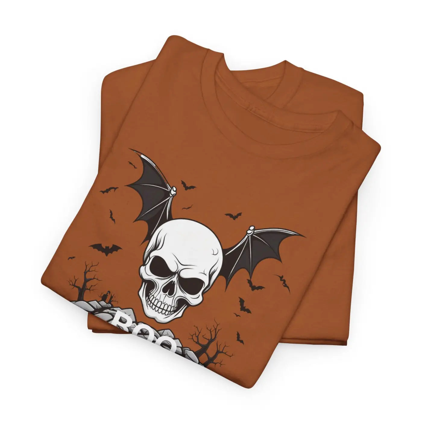 Heavy Cotton Tee - Winged Skull Halloween Design - DipaliZ