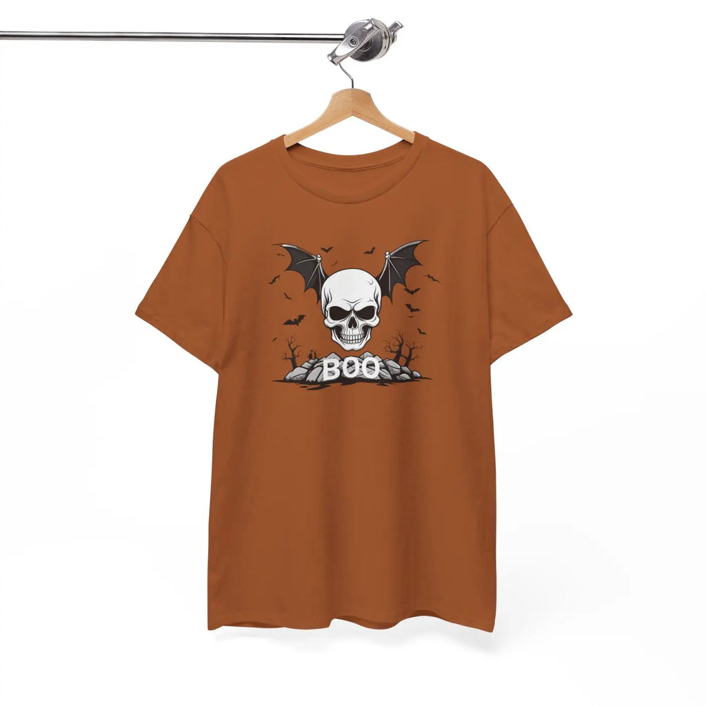 Heavy Cotton Tee - Winged Skull Halloween Design - DipaliZ