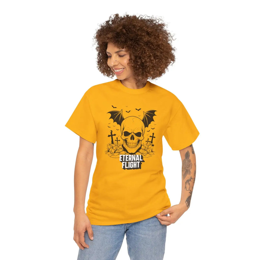 Skull Flight Unisex Tee - Halloween Wings Design - DipaliZ