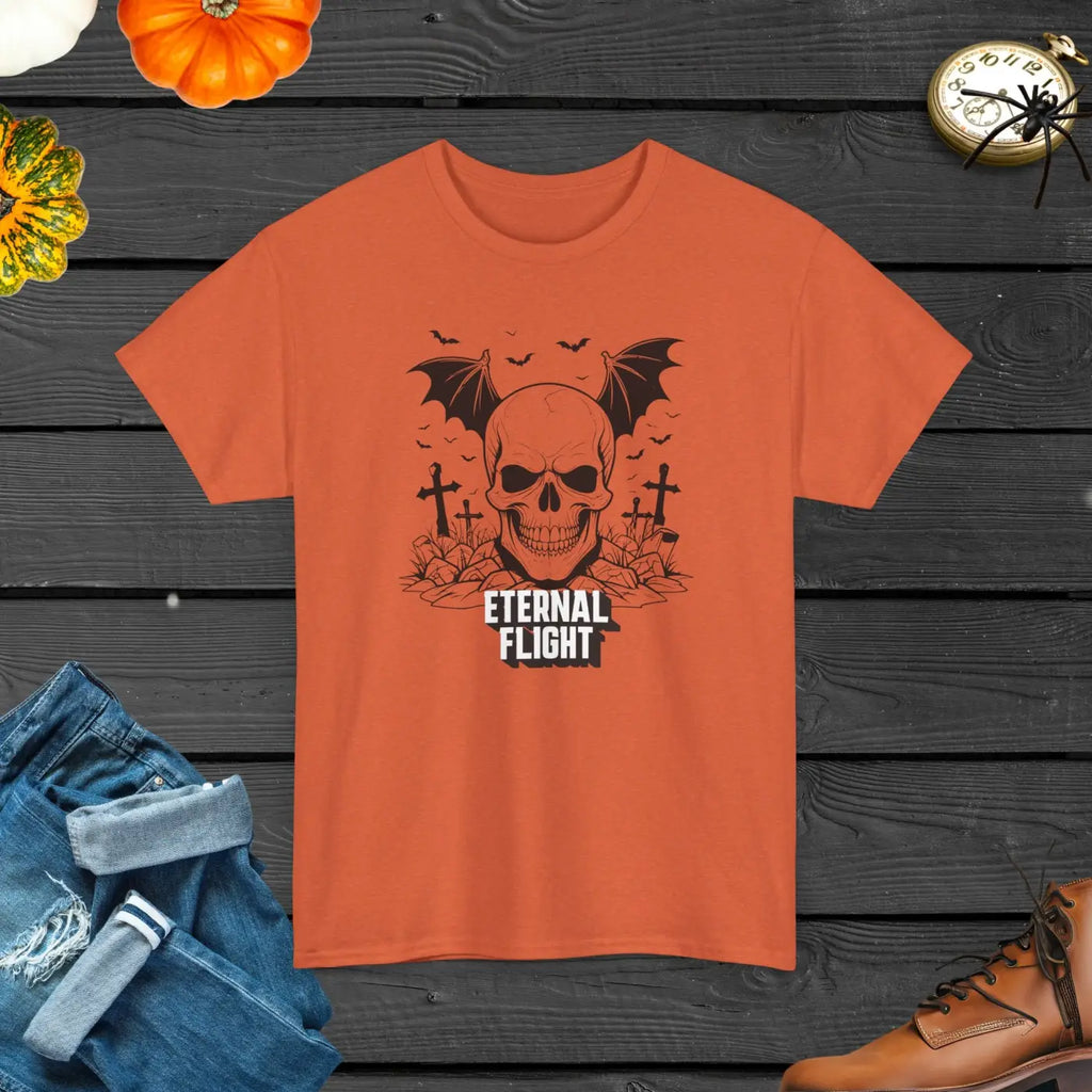 Skull Flight Unisex Tee - Halloween Wings Design - DipaliZ