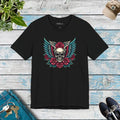 Skull With Wings And Roses Short Sleeve Tee - Halloween - DipaliZ