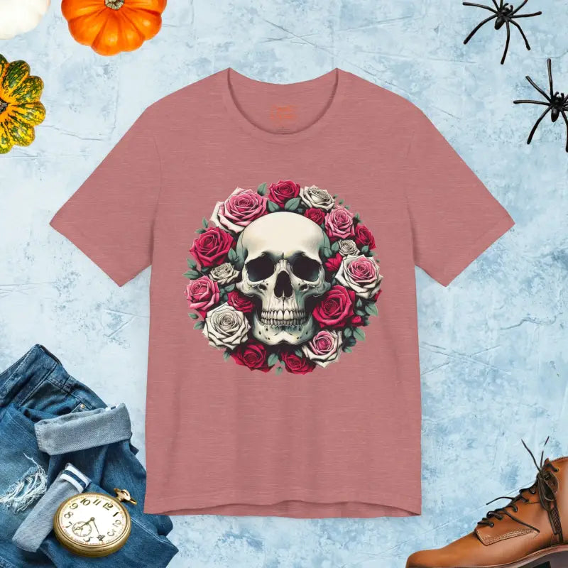 Skulls and Roses Unisex Jersey Short Sleeve Tee - Halloween - DipaliZ