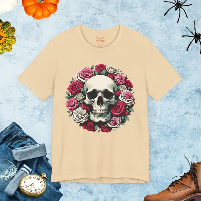 Skulls and Roses Unisex Jersey Short Sleeve Tee - Halloween - DipaliZ