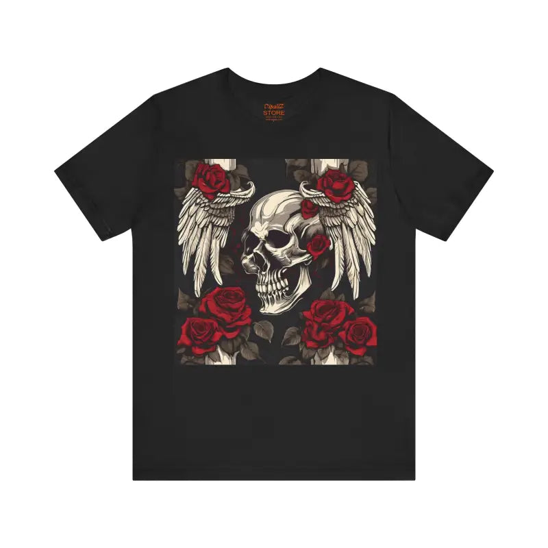 Unisex Jersey Short Sleeve Tee - Skulls Roses Wings Halloween - DipaliZ