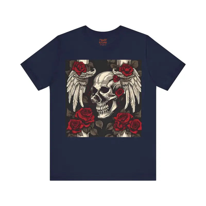 Unisex Jersey Short Sleeve Tee - Skulls Roses Wings Halloween - DipaliZ