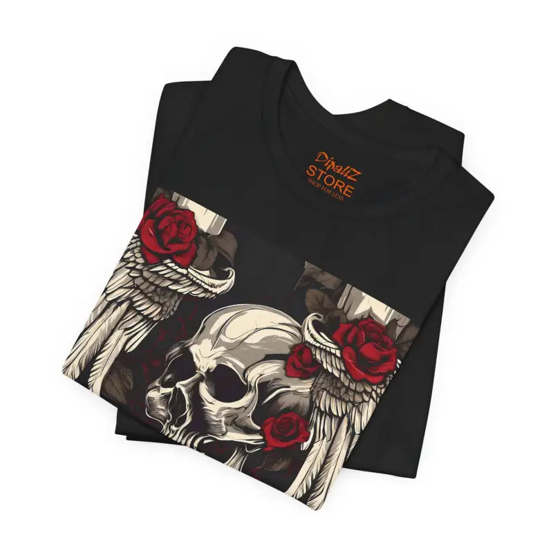 Unisex Jersey Short Sleeve Tee - Skulls Roses Wings Halloween - DipaliZ