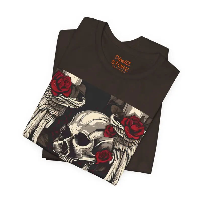 Unisex Jersey Short Sleeve Tee - Skulls Roses Wings Halloween - DipaliZ