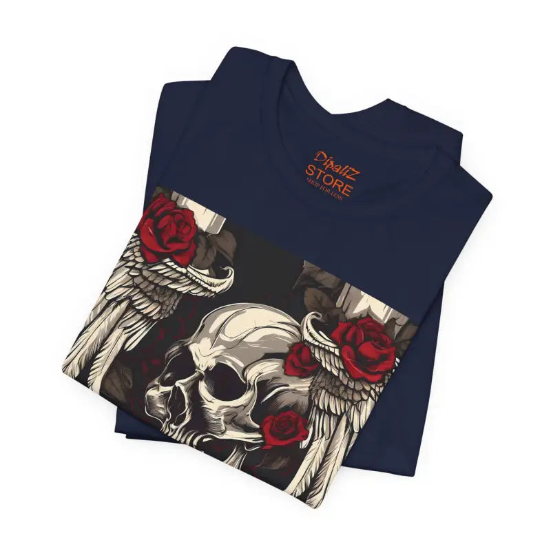 Unisex Jersey Short Sleeve Tee - Skulls Roses Wings Halloween - DipaliZ
