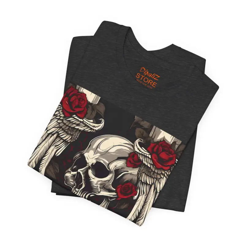 Unisex Jersey Short Sleeve Tee - Skulls Roses Wings Halloween - DipaliZ