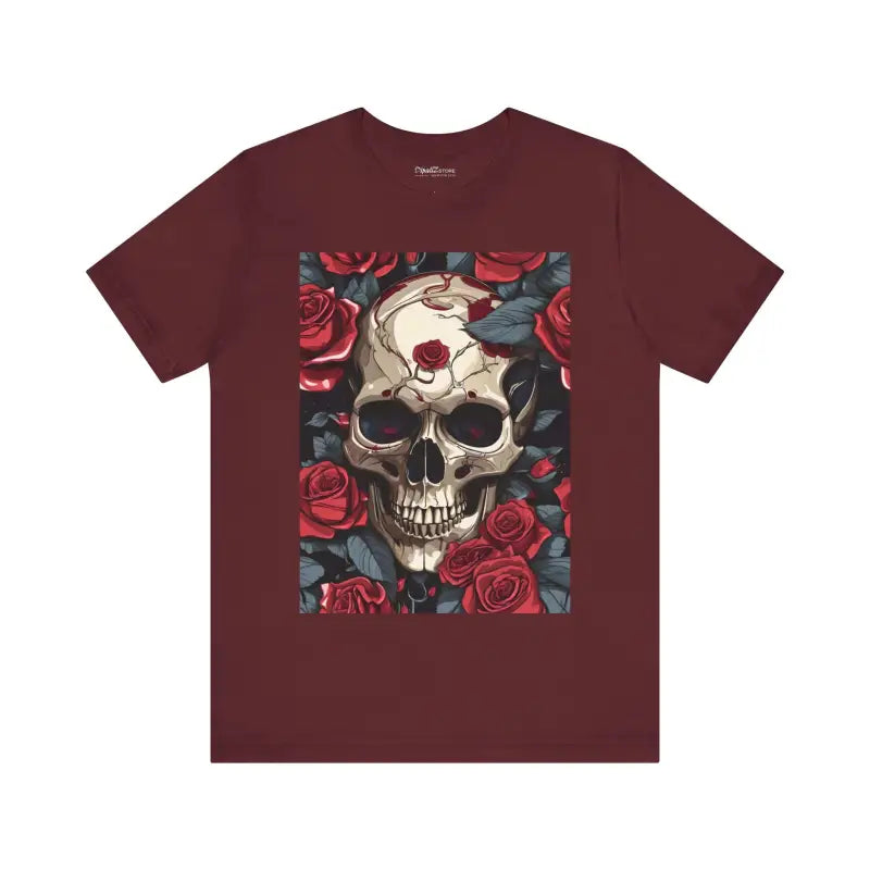 Unisex Jersey Short Sleeve Tee - Skulls Roses Wings Halloween - DipaliZ