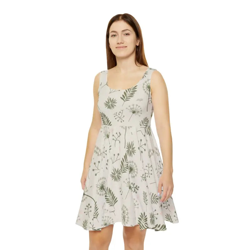 Floral Foliage Skater Dress - Ultimate Comfort Fit - DipaliZ