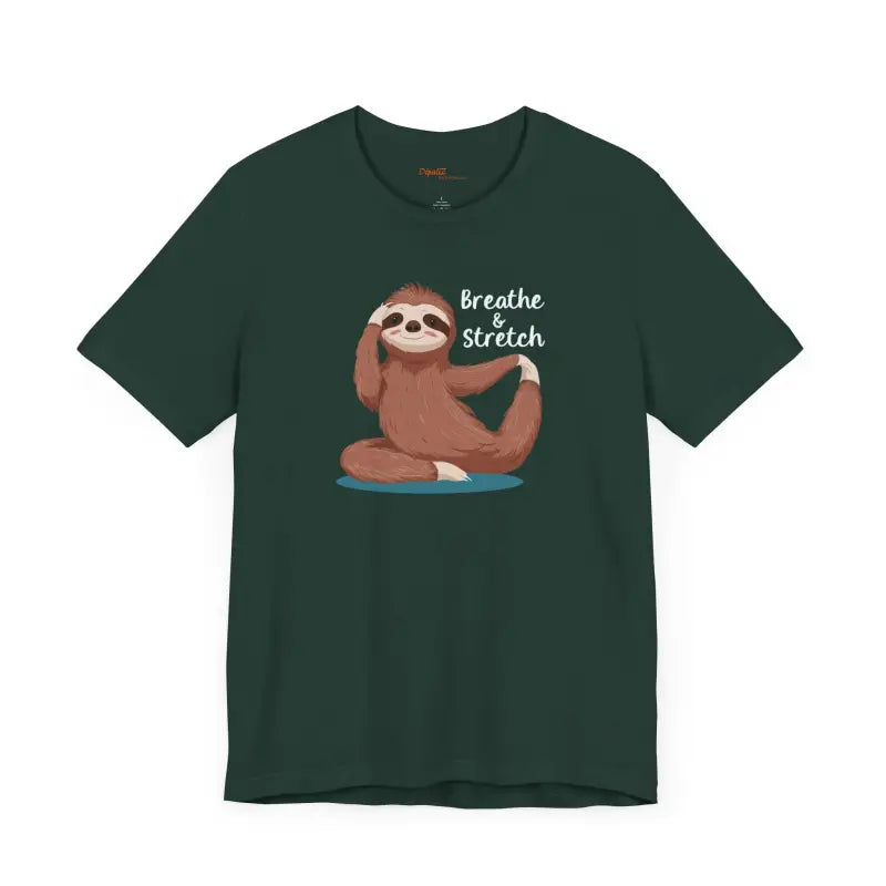Sloth Doing Yoga Short Sleeve Tee - Breathe and Stretch - DipaliZ