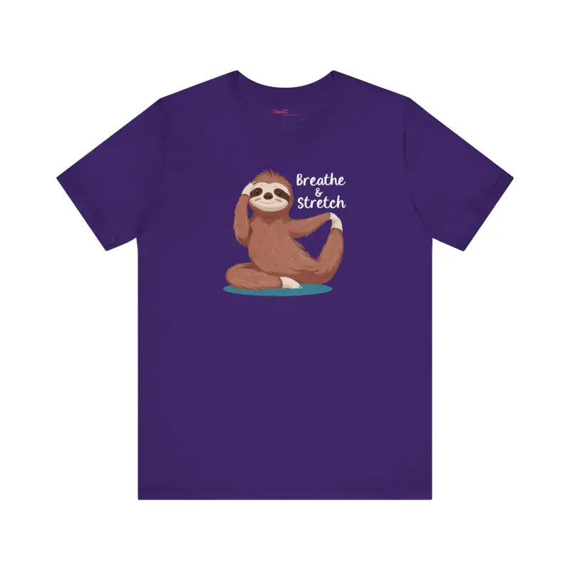 Sloth Doing Yoga Short Sleeve Tee - Breathe and Stretch - DipaliZ