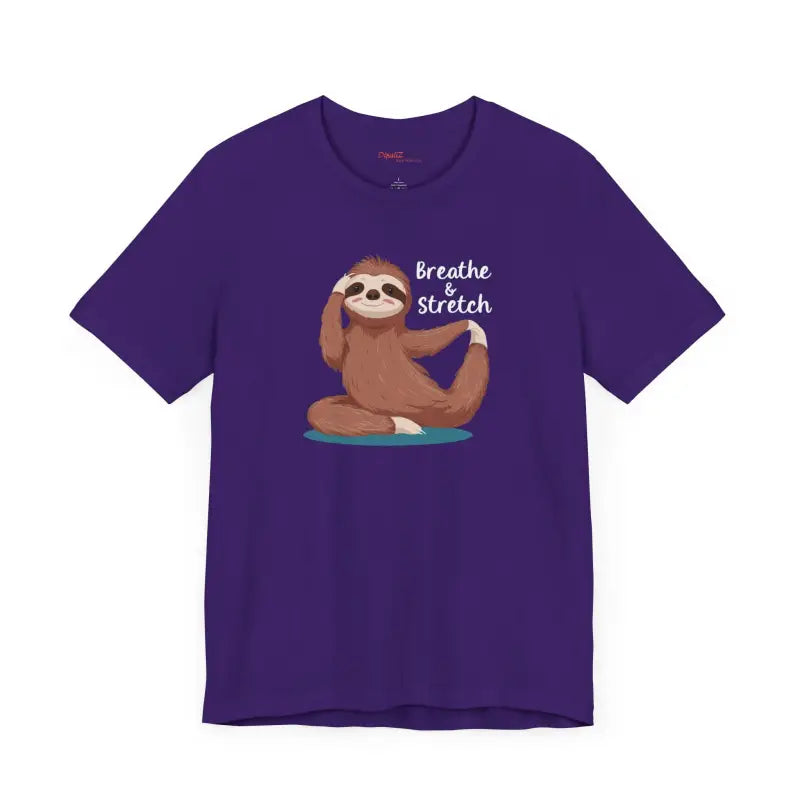 Sloth Doing Yoga Short Sleeve Tee - Breathe and Stretch - DipaliZ