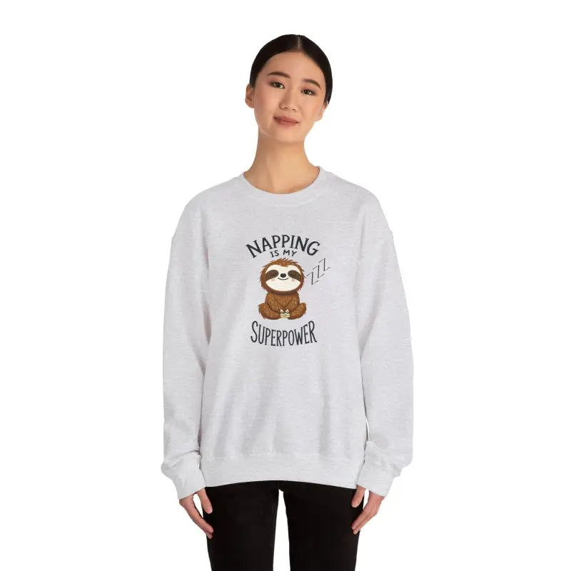 Sloth Unisex Heavy Crewneck Sweatshirt - Nap Superpower - DipaliZ