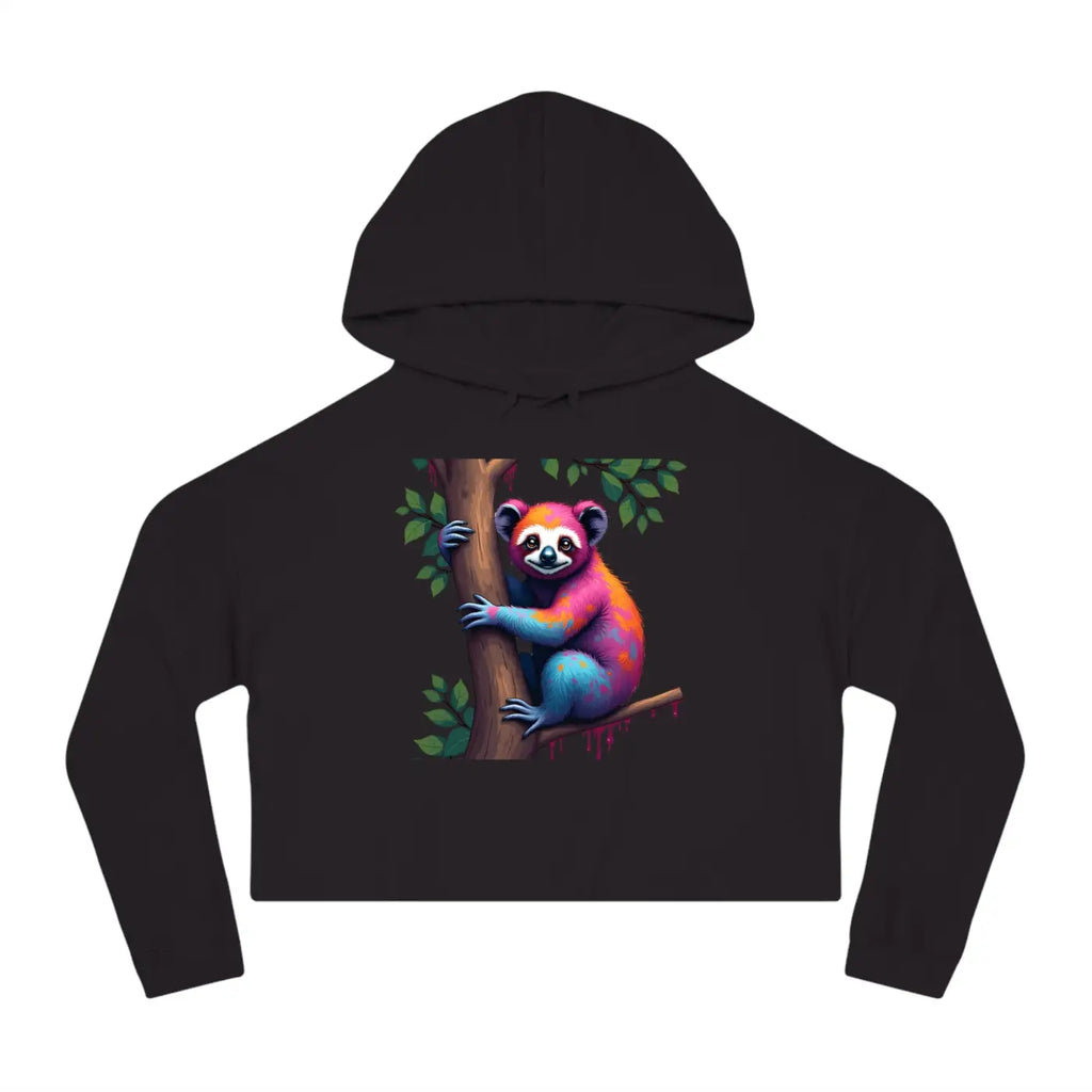 Chic Sloth Cropped Hoodie - Tropical Brushed Fleece - DipaliZ