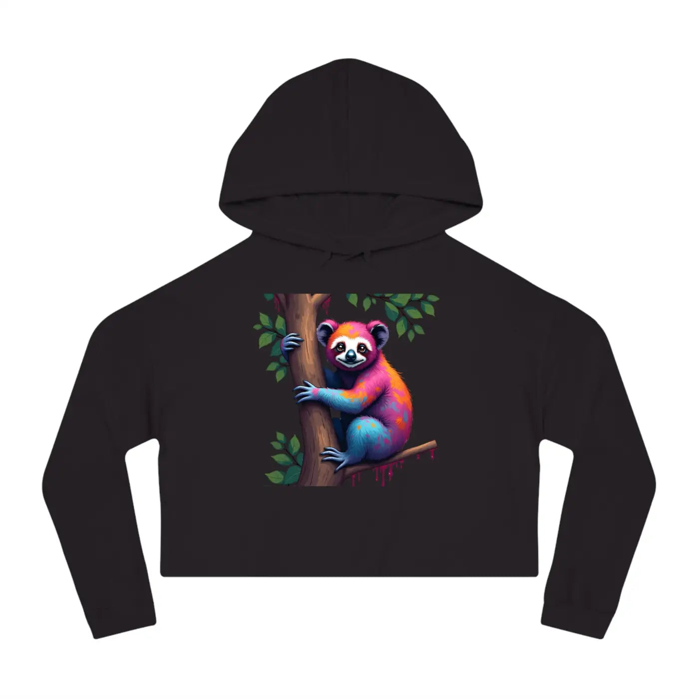 Chic Sloth Cropped Hoodie - Tropical Brushed Fleece - DipaliZ
