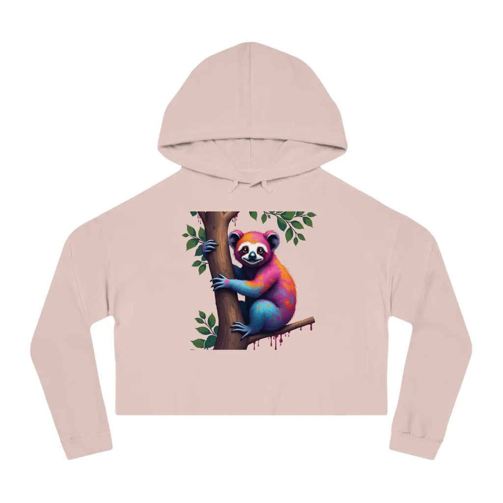 Chic Sloth Cropped Hoodie - Tropical Brushed Fleece - DipaliZ