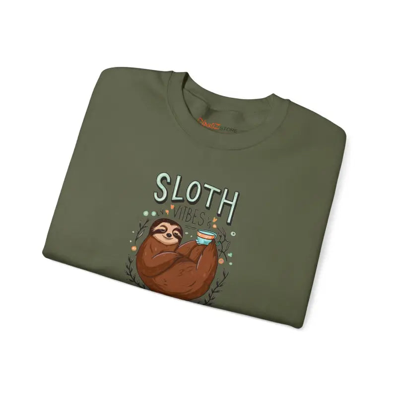 Sloth Vibes Only Crewneck Sweatshirt - Cozy Comfort - DipaliZ