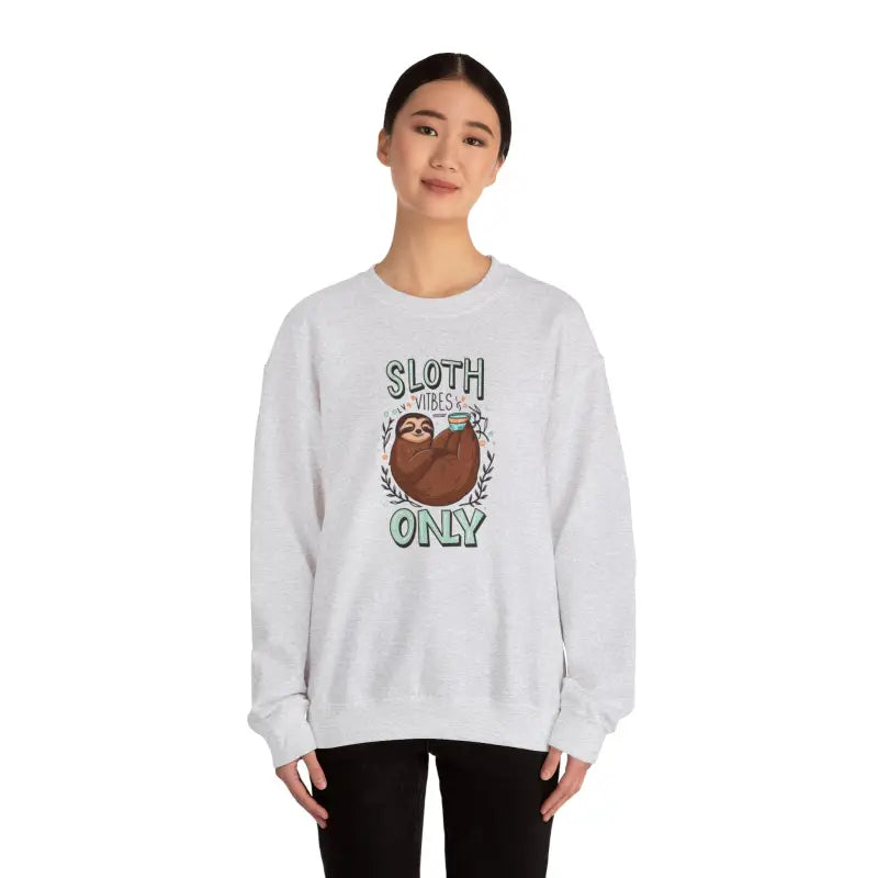 Sloth Vibes Only Crewneck Sweatshirt - Cozy Comfort - DipaliZ