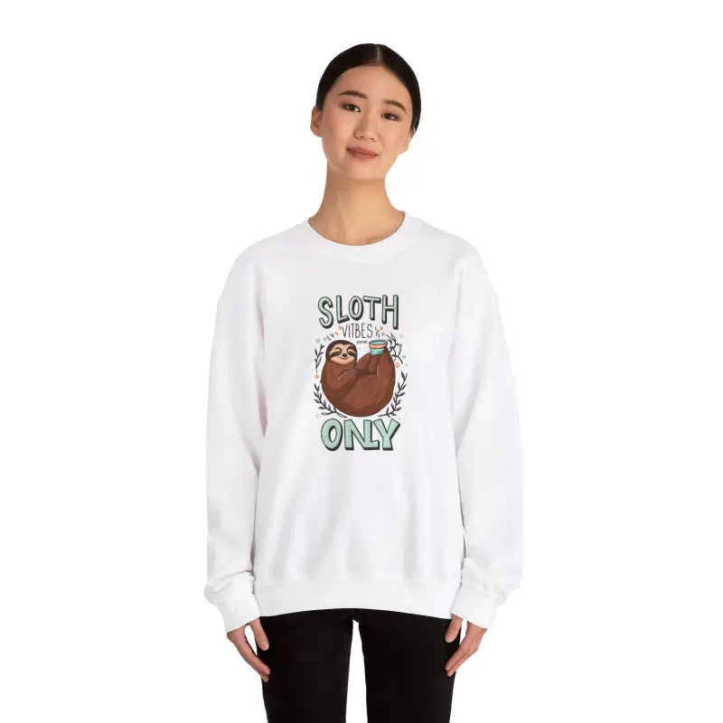 Sloth Vibes Only Crewneck Sweatshirt - Cozy Comfort - DipaliZ