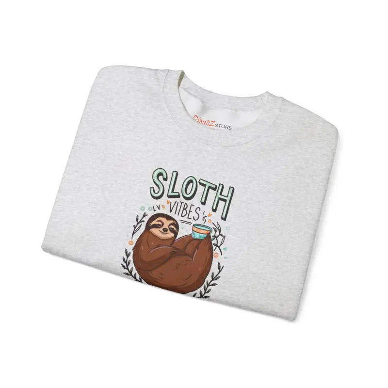 Sloth Vibes Only Crewneck Sweatshirt - Cozy Comfort - DipaliZ