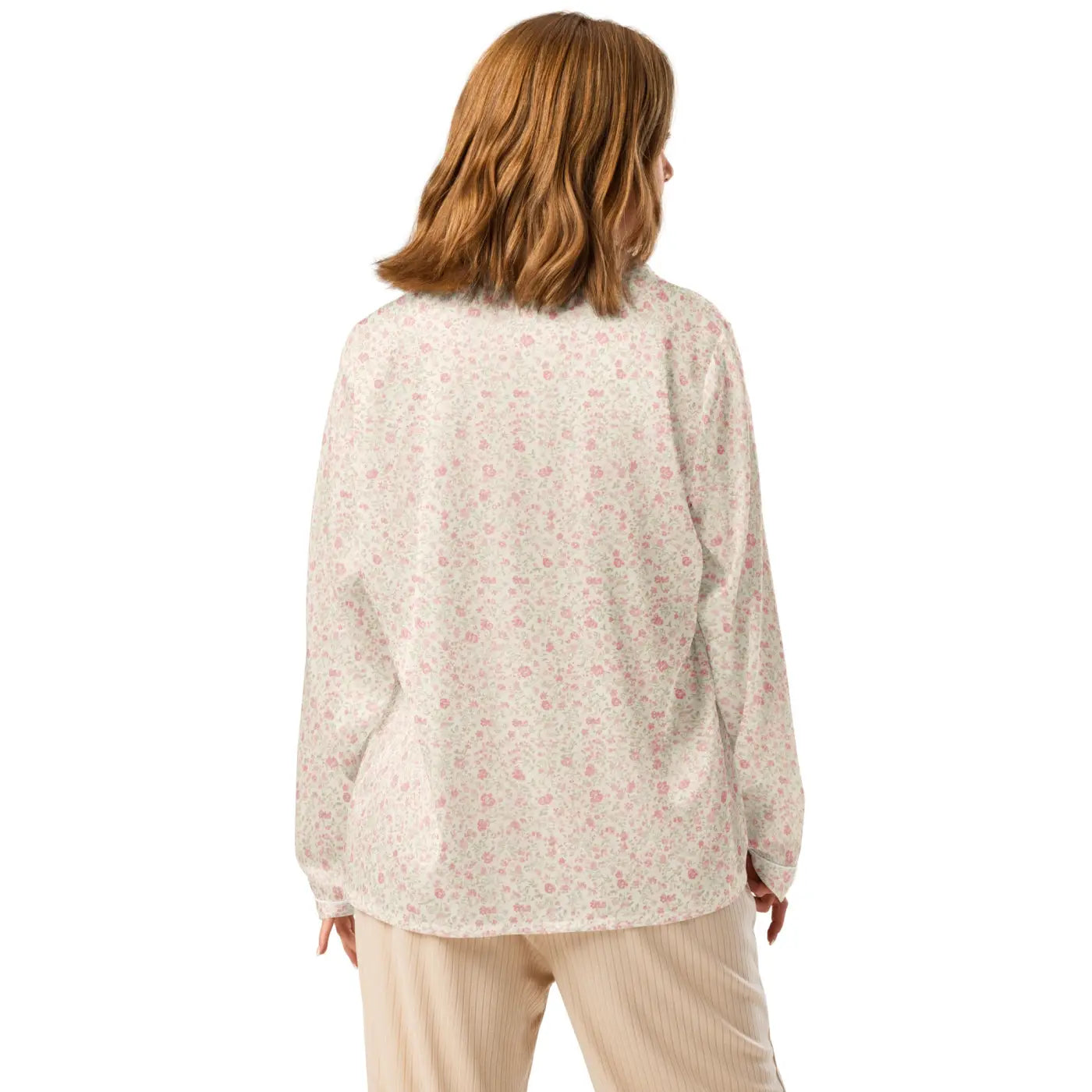 Long Sleeve Pajama Top - Floral Silky Loungewear - DipaliZ