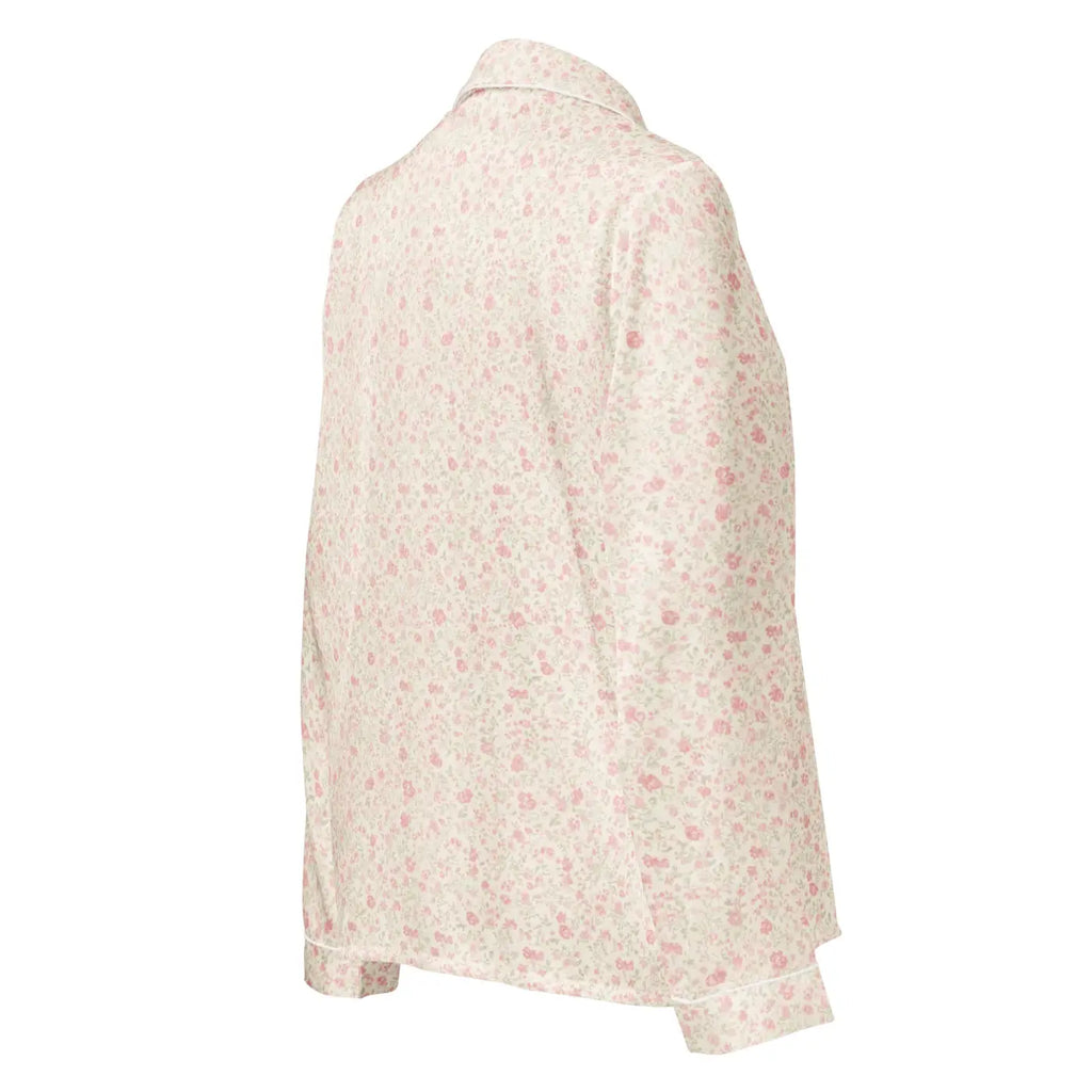 Long Sleeve Pajama Top - Floral Silky Loungewear - DipaliZ