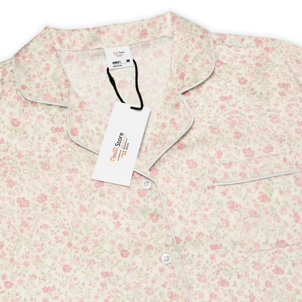 Long Sleeve Pajama Top - Floral Silky Loungewear - DipaliZ