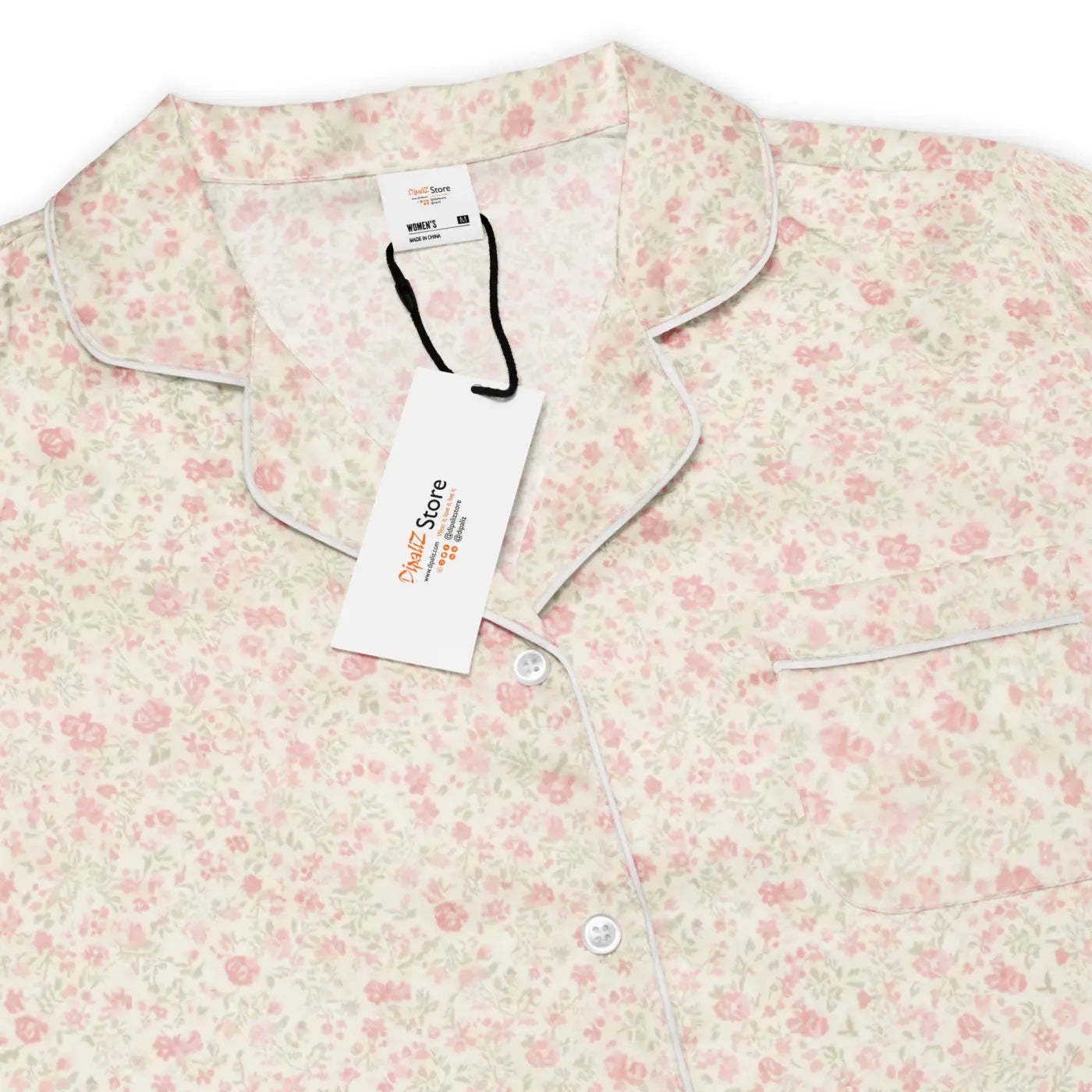 Long Sleeve Pajama Top - Floral Silky Loungewear - DipaliZ