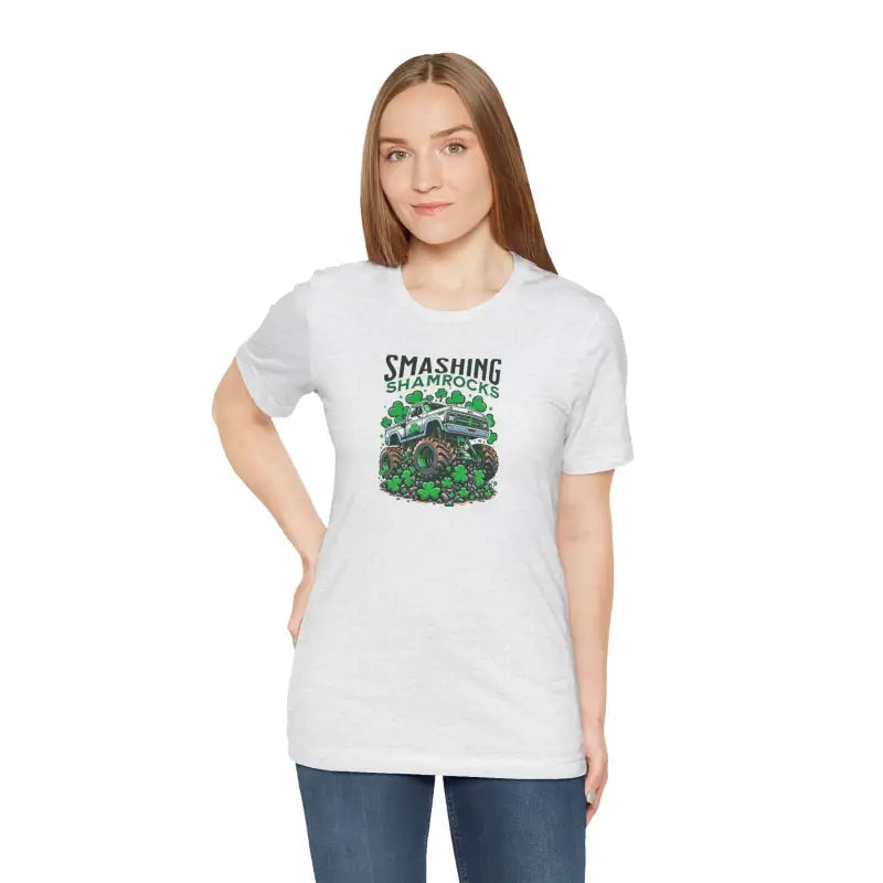 Unisex Jersey Short Sleeve Tee - Smashing Shamrock St Patricks Day - DipaliZ