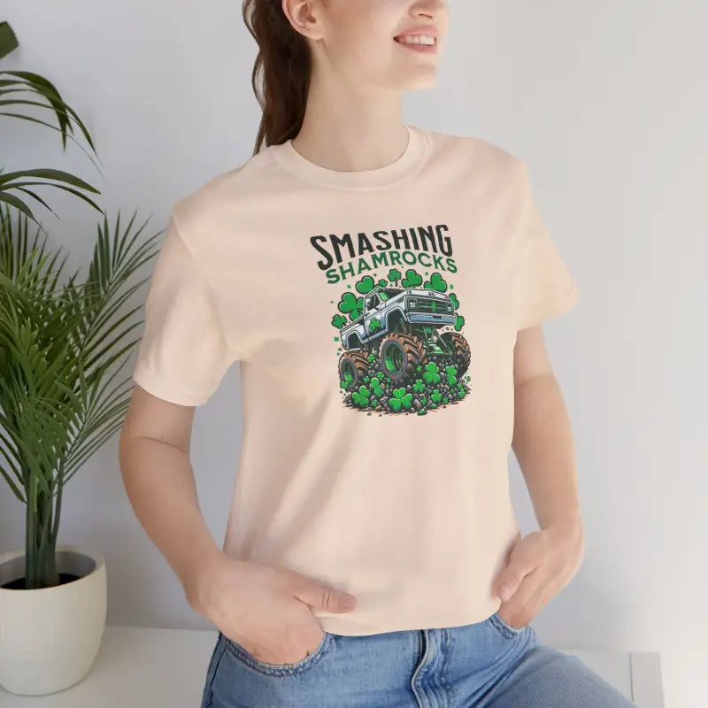 Unisex Jersey Short Sleeve Tee - Smashing Shamrock St Patricks Day - DipaliZ