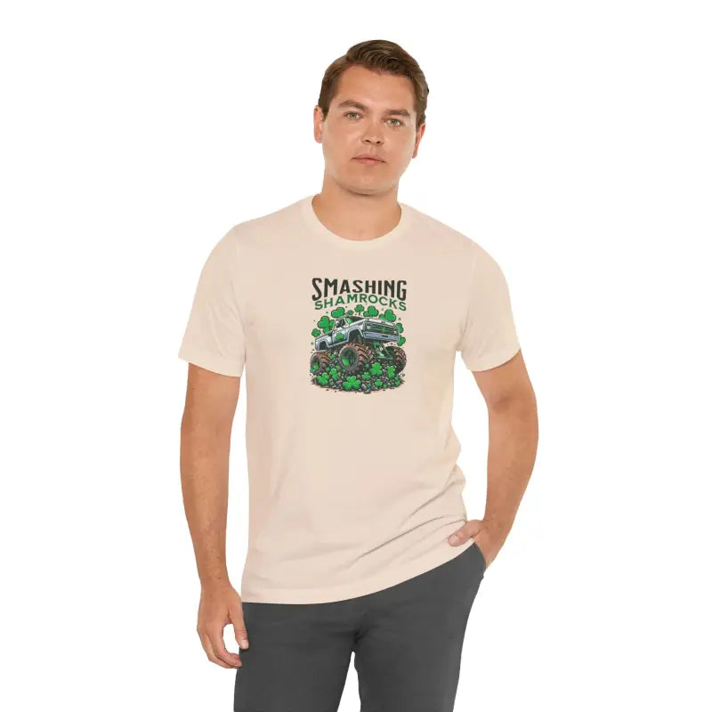 Unisex Jersey Short Sleeve Tee - Smashing Shamrock St Patricks Day - DipaliZ