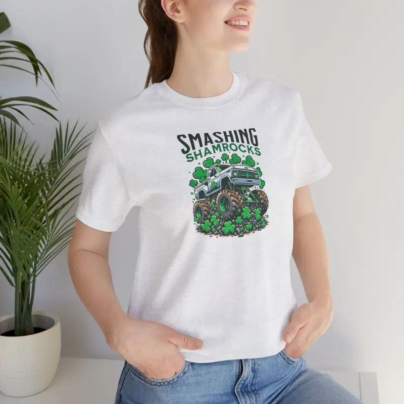 Unisex Jersey Short Sleeve Tee - Smashing Shamrock St Patricks Day - DipaliZ
