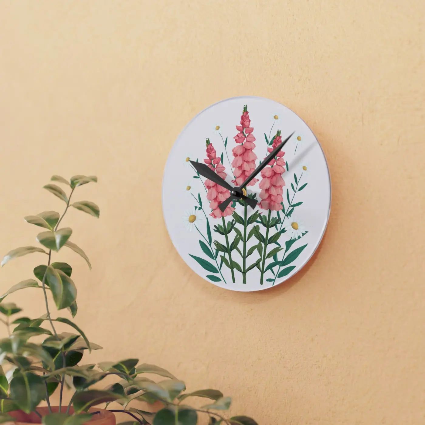 Acrylic Wall Clock - Snapdragon Flowers Two Size Options - DipaliZ
