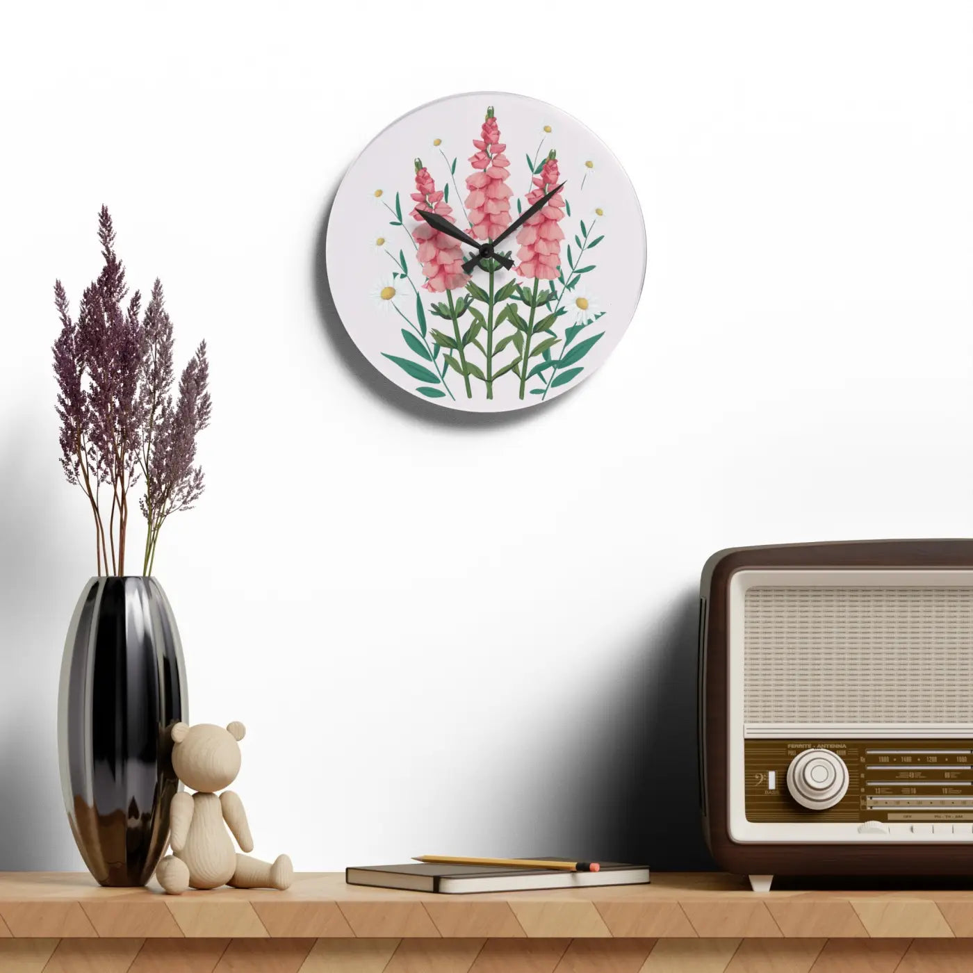 Acrylic Wall Clock - Snapdragon Flowers Two Size Options - DipaliZ