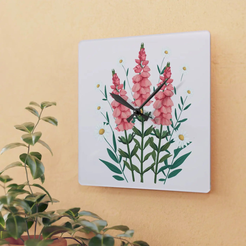 Acrylic Wall Clock - Snapdragon Flowers Two Size Options - DipaliZ