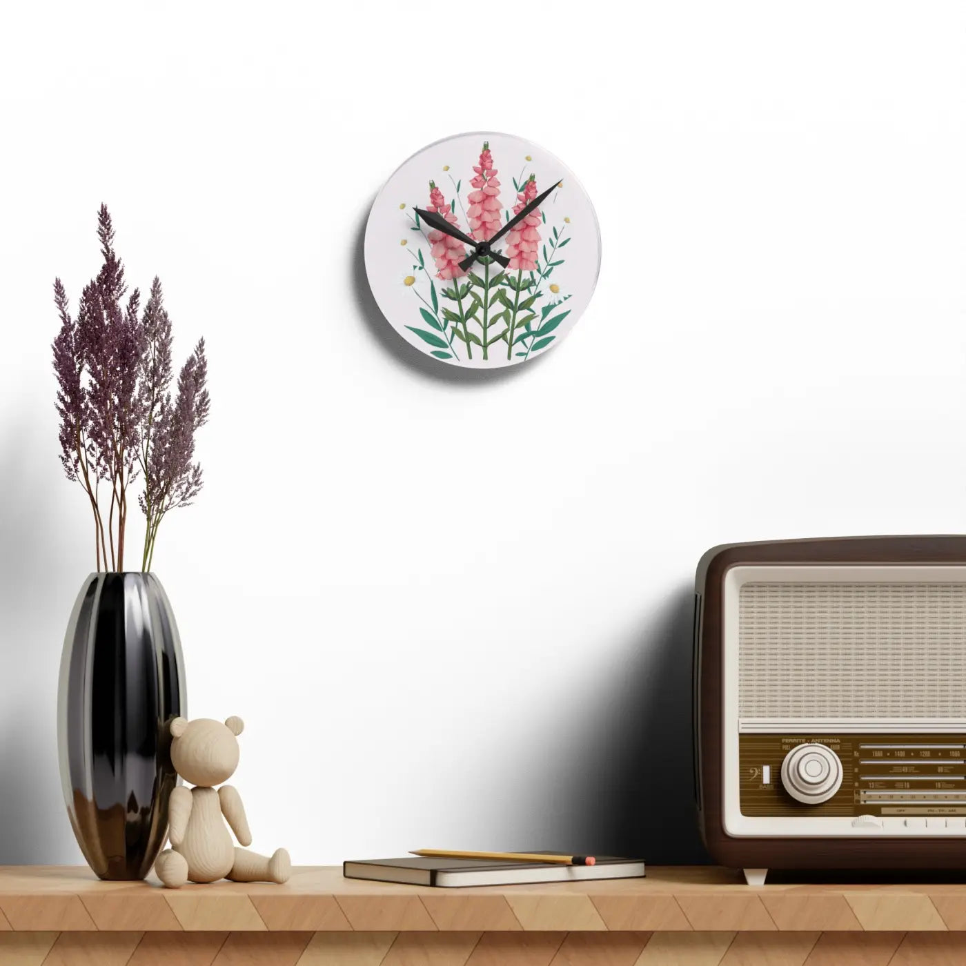 Acrylic Wall Clock - Snapdragon Flowers Two Size Options - DipaliZ