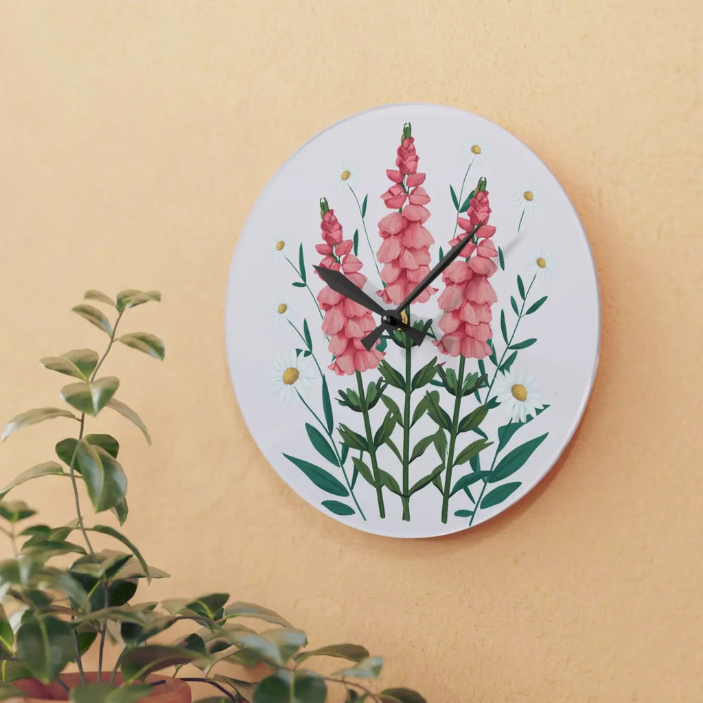 Acrylic Wall Clock - Snapdragon Flowers Two Size Options - DipaliZ