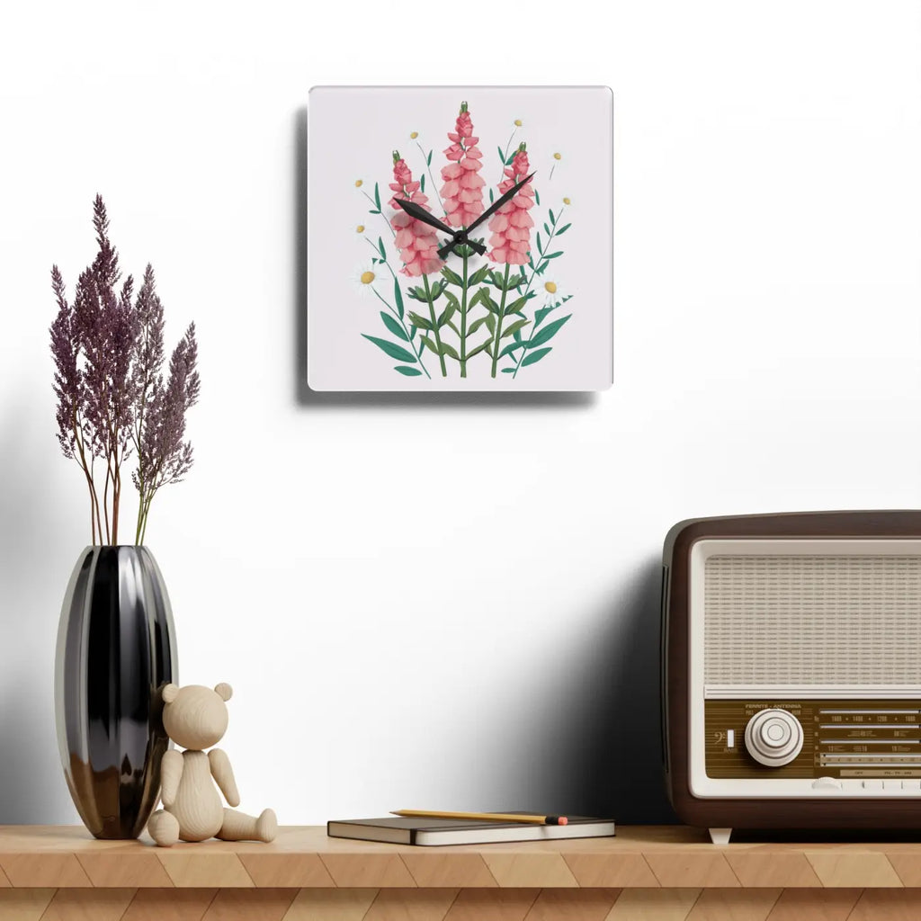 Acrylic Wall Clock - Snapdragon Flowers Two Size Options - DipaliZ