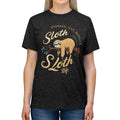 Unisex Sloth Tee - Eat Repeat Sloth Triblend - DipaliZ