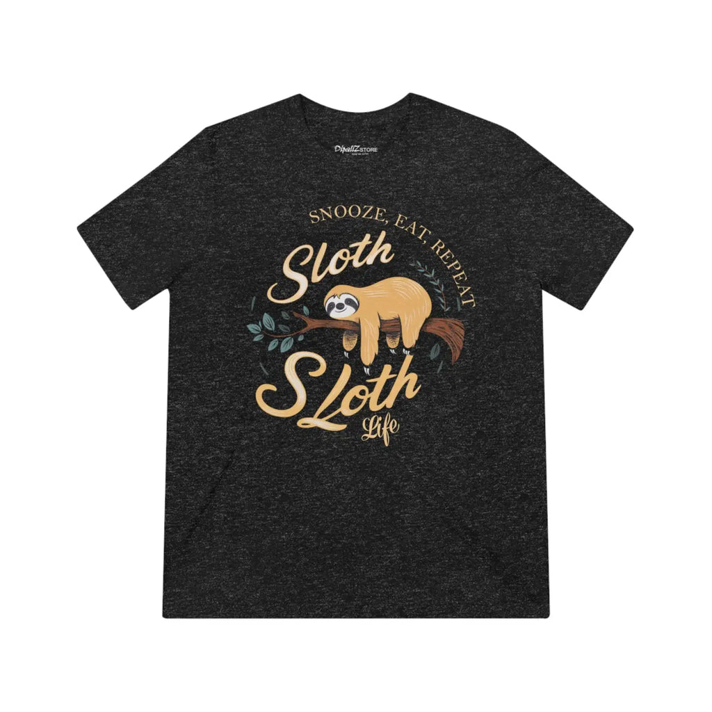 Unisex Sloth Tee - Eat Repeat Sloth Triblend - DipaliZ
