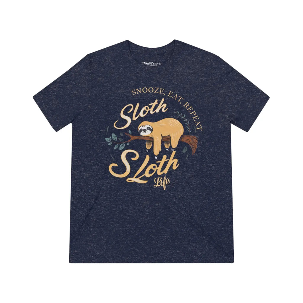Unisex Sloth Tee - Eat Repeat Sloth Triblend - DipaliZ
