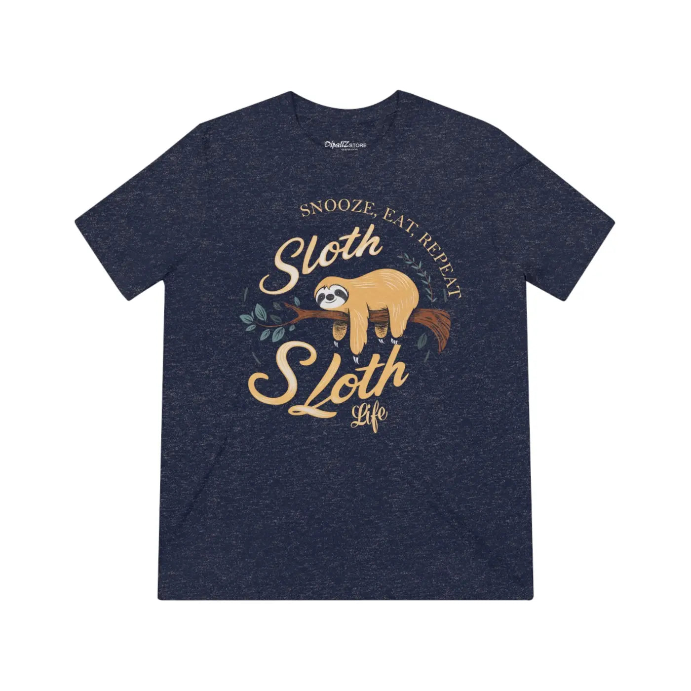 Unisex Sloth Tee - Eat Repeat Sloth Triblend - DipaliZ