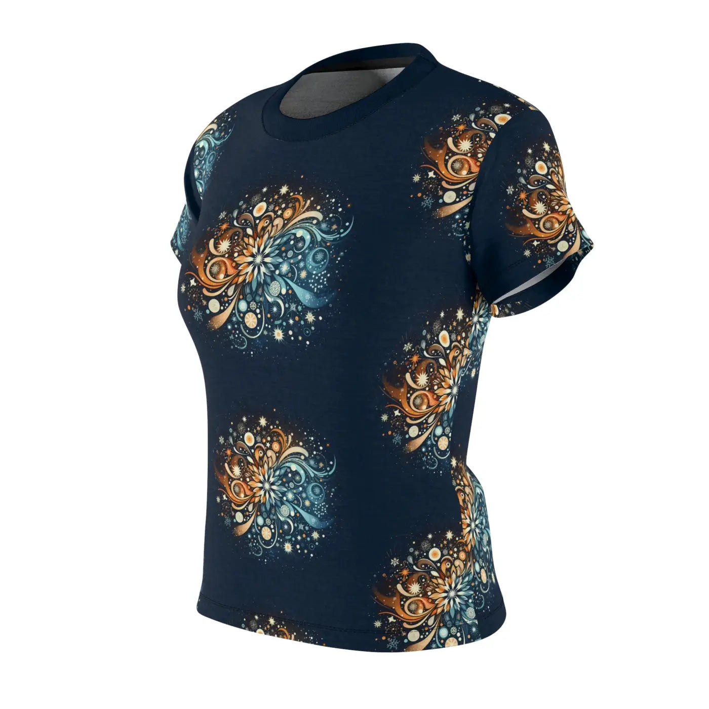 Snowflake Pattern Cut and Sew Tee - Polyester Style - DipaliZ