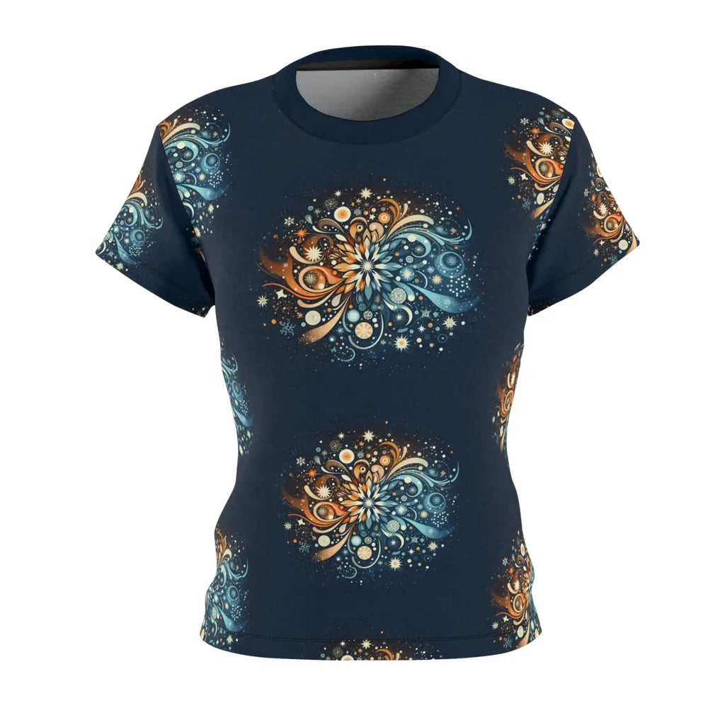 Snowflake Pattern Cut and Sew Tee - Polyester Style - DipaliZ