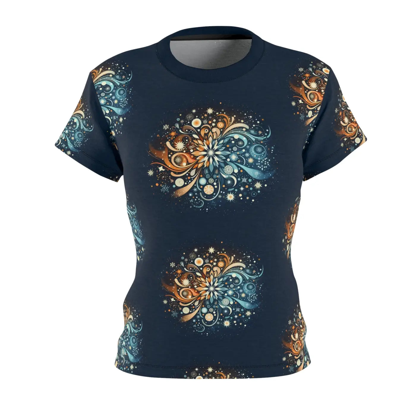 Snowflake Pattern Cut and Sew Tee - Polyester Style - DipaliZ