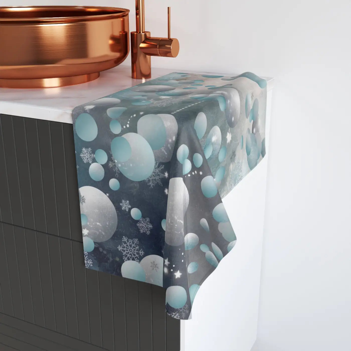 Snowflakes Abstract Hand Towel - Bathroom Decor - DipaliZ