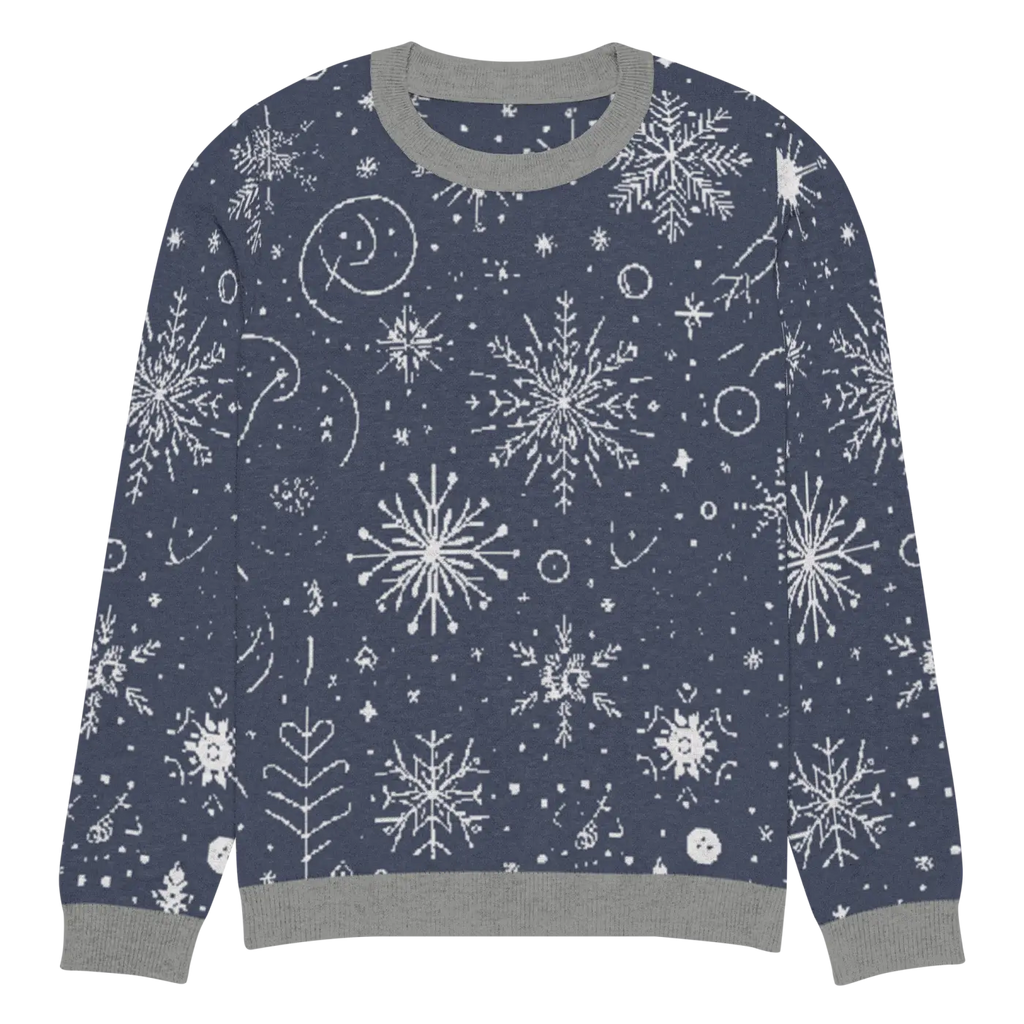 Chic Snowflake Knitted Crew Neck - Navy Blue Winter - DipaliZ