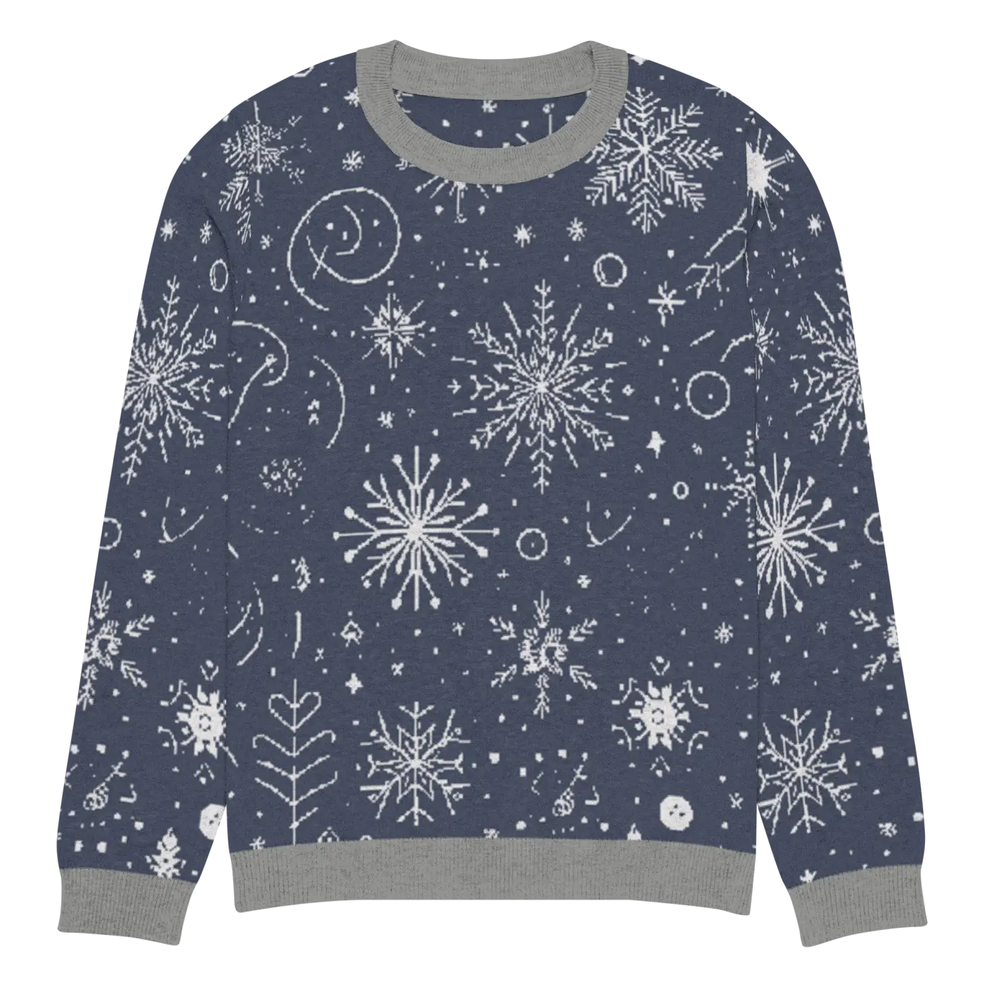 Chic Snowflake Knitted Crew Neck - Navy Blue Winter - DipaliZ